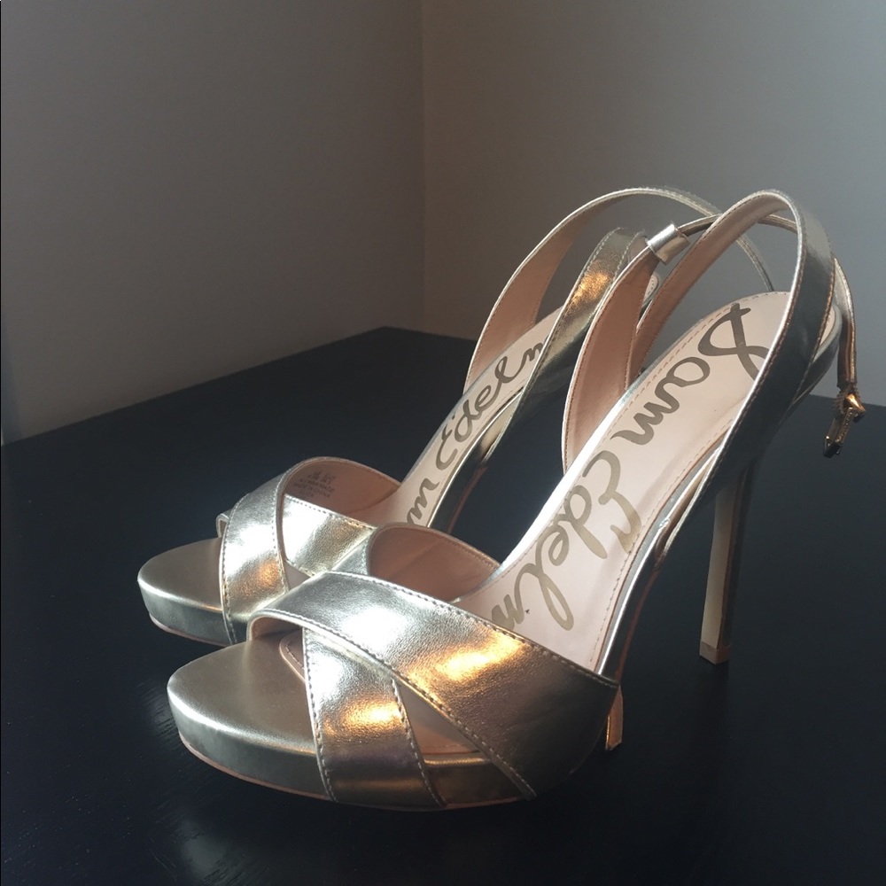 Sam Edelman golden peep toe heel NWB - Picture 3 of 9